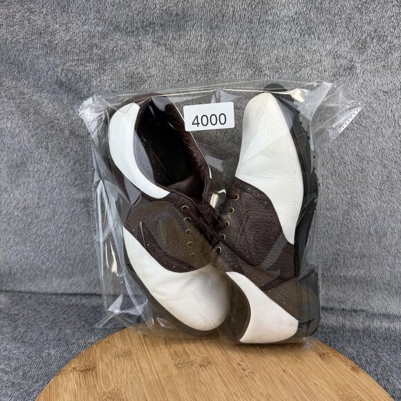 FootJoy Golf Shoes Mens Size 8.5 White Brown Leather Spiked Sneakers 57703 main image 10